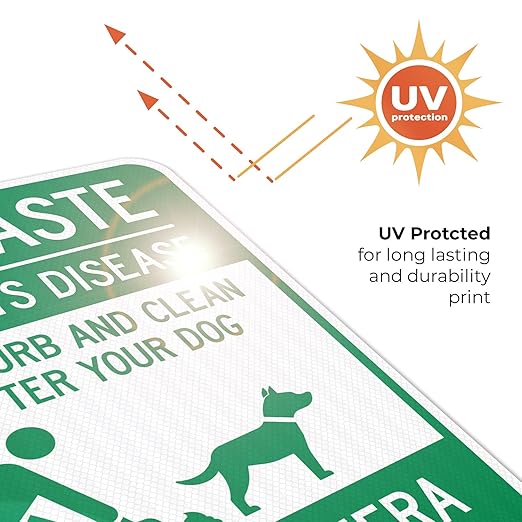 Pet Waste Leash-Curb and Clean Up After Your Dog Under Camera Surveillance Sign, 18x24 Inches, 3M EGP Reflective .080 Aluminum, Fade Resistant, Made in USA