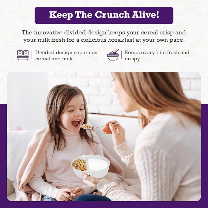 6 Pack - Just Crunch Anti-Soggy Cereal Bowl - Keeps Cereal Fresh & Crunchy |