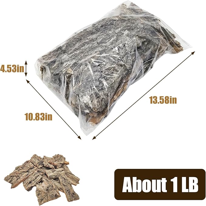 VCEPJH Reptile Bark Bedding,1 LB Natural Cork Bark for Reptiles Flat Cork Wood Terrarium Substrate Tank Supplies for Snake Spiders Bearded Dragons Hermit Crabs Geckos