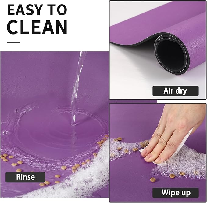 Dog Food Mat - Absorbent Cat Mat for Food and Water, No Stains Pet Feeding Bowl Mat, Easy to Clean Pet Placemats, Quick Dry Dog Water Dispenser Mat for Messy Drinkers | Purple 24"x36"