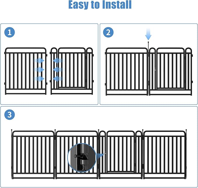 New Thickened Version Dog Playpen, 32 Inch Dog Fences for The Yard, Portable Outdoor Dog Playpen for Large/Medium/Small Dogs, Foldable Metal Dog Dlaypen, with Doors (16 Panels, 32 Inch)