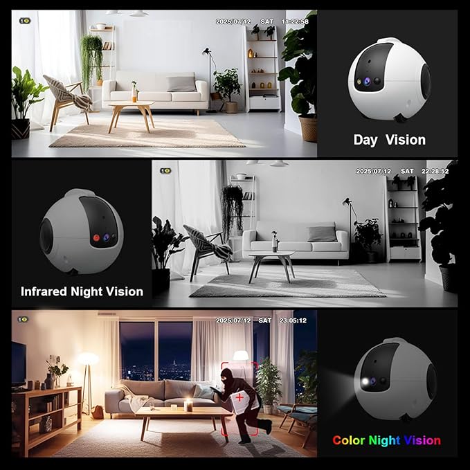 Pomya Home Camera Robot | 4MP 2.5K HD Pet Camera with 360° Mobile View, 2-Way Talk & Interactive Play Modes, 10000mAh Battery, Support SriHome App Control
