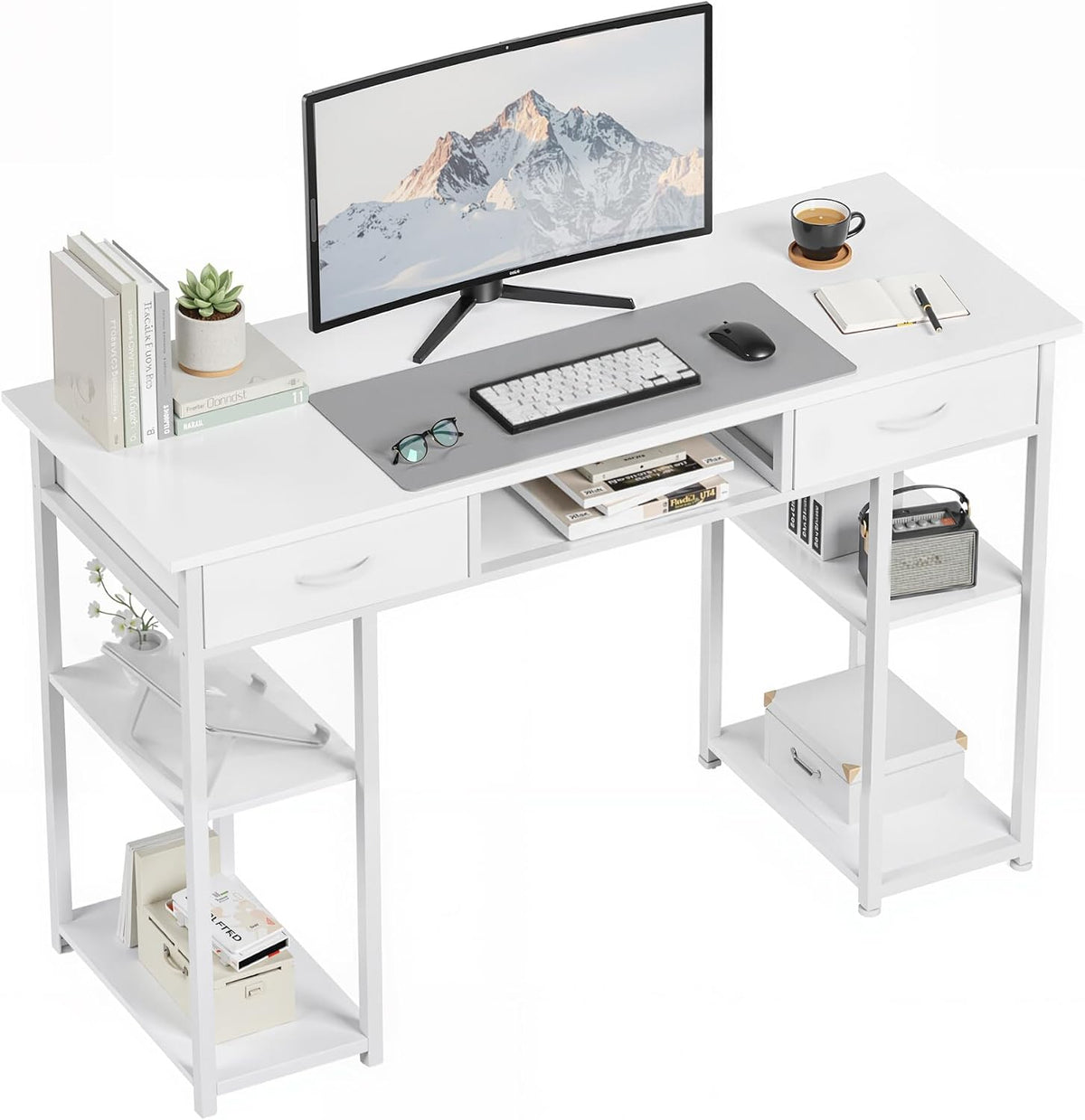 OLIXIS 48 Inch Computer Desk with Drawers for Home Study Writing Table