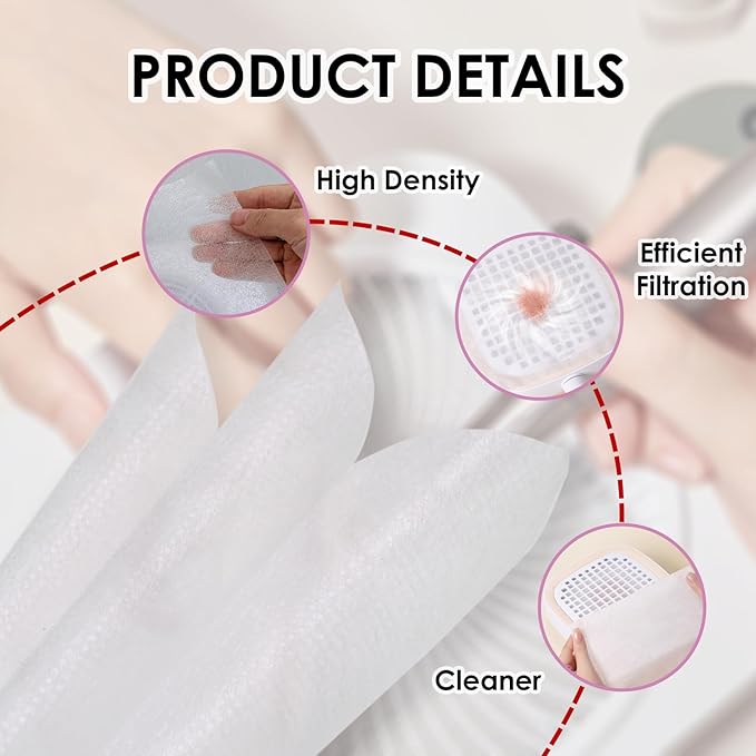 300 Sheets Nail Dust Collector Filter Paper: Disposable Dust Vacuum Filter