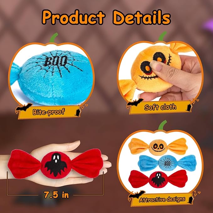 Retro Shaw Christmas Cat Toys,Kitty Xmas Bundle Candy Catnip Toys with Crinkle Sound Inside,3PCS Sweet Treats Cat Toy, Trick or Treat for Kitten Toys,Interactive Indoor Kitty Kicker for All Breeds