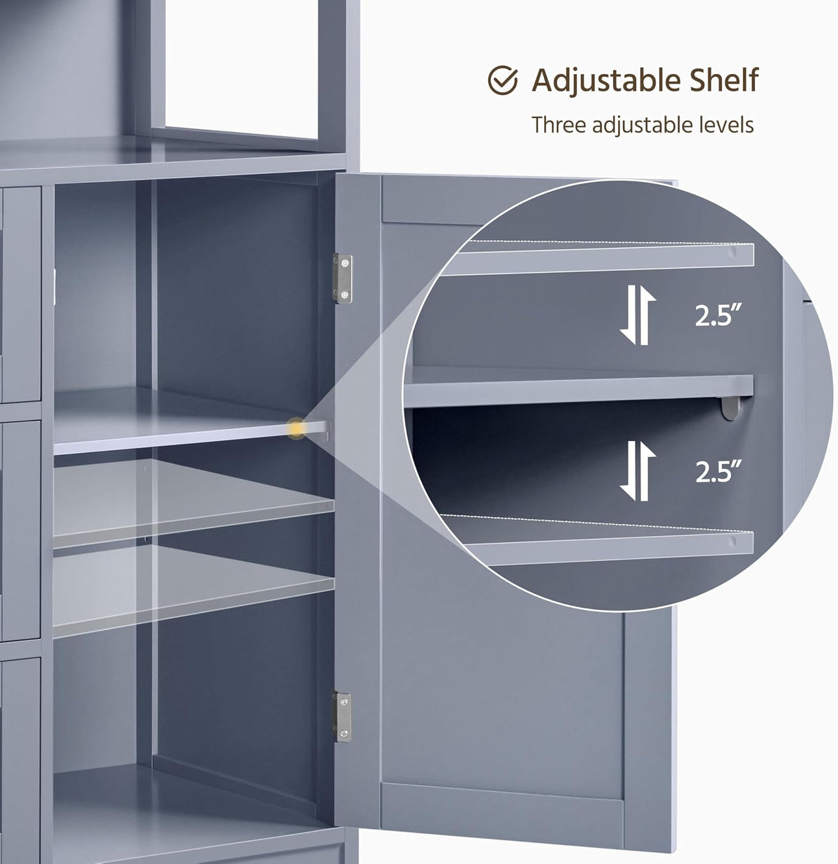 Yaheetech Large Freestanding Bathroom Storage Cabinet with 3 Drawers, Gray