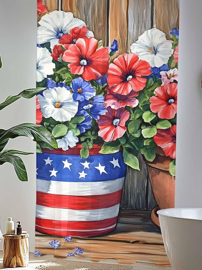Sheer Curtains 84 Inches Long, Retro Independence Day Flag Wood Grain Privacy