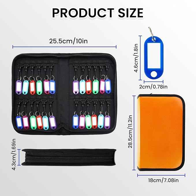 Zippered Key Case, Key Organizer, Fireproof and Waterproof Key Binder