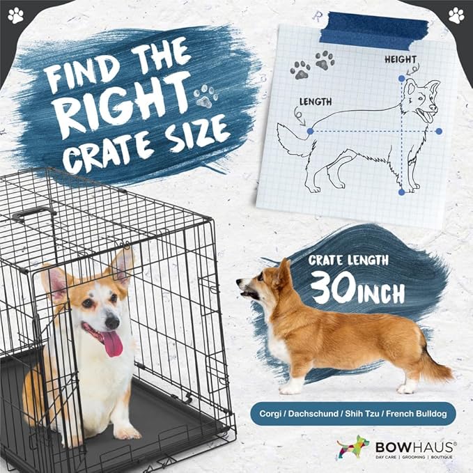 30-Inch Single Door Dog Crate Kit Includes Crate Cover, Dog Bed & 2 Bowls and Bowl Racks, Indoor Dog Cage Bundle Set, Foldable Wire Metal Dog Kennel w/Pan for Small, Medium Dog