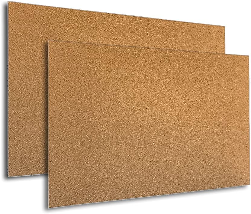 Manton Cork 18" x 24" x 1/2" Thick Cork Sheets (2-Pack), 100% Natural and Sustainable Cork Bulletin Boards. Perfect for Home, School, and Office