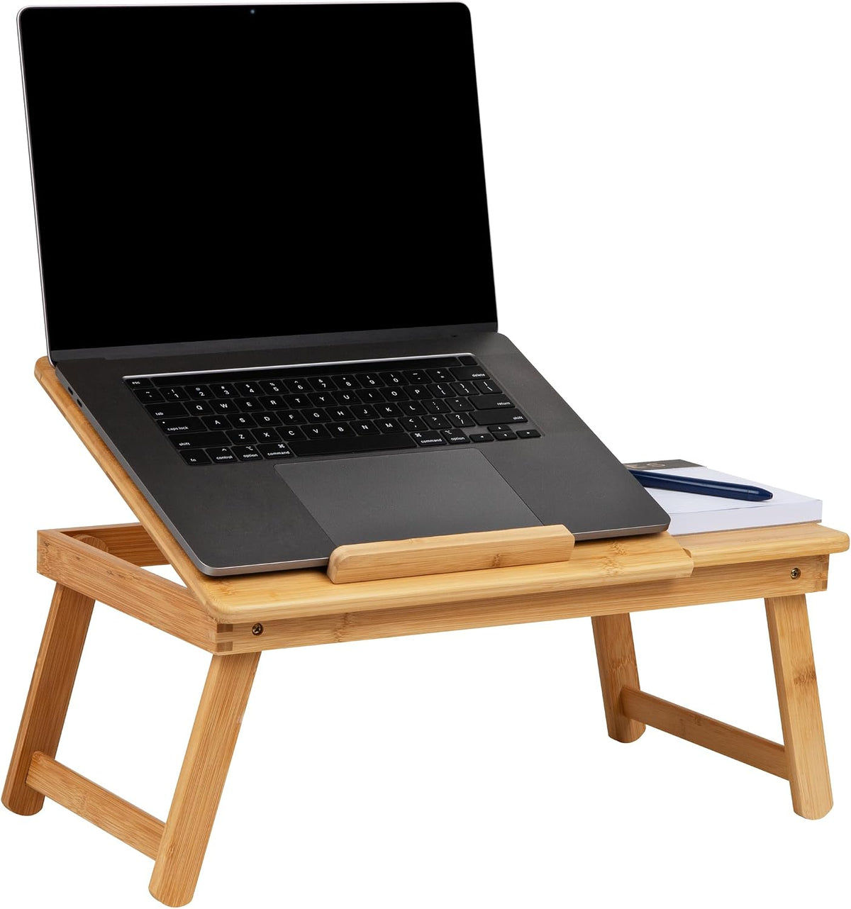 Mind Reader Lap Desk, Laptop Stand with Folding Legs for Bed Dorm Room and Home Office, Rayon From Bamboo, Brown