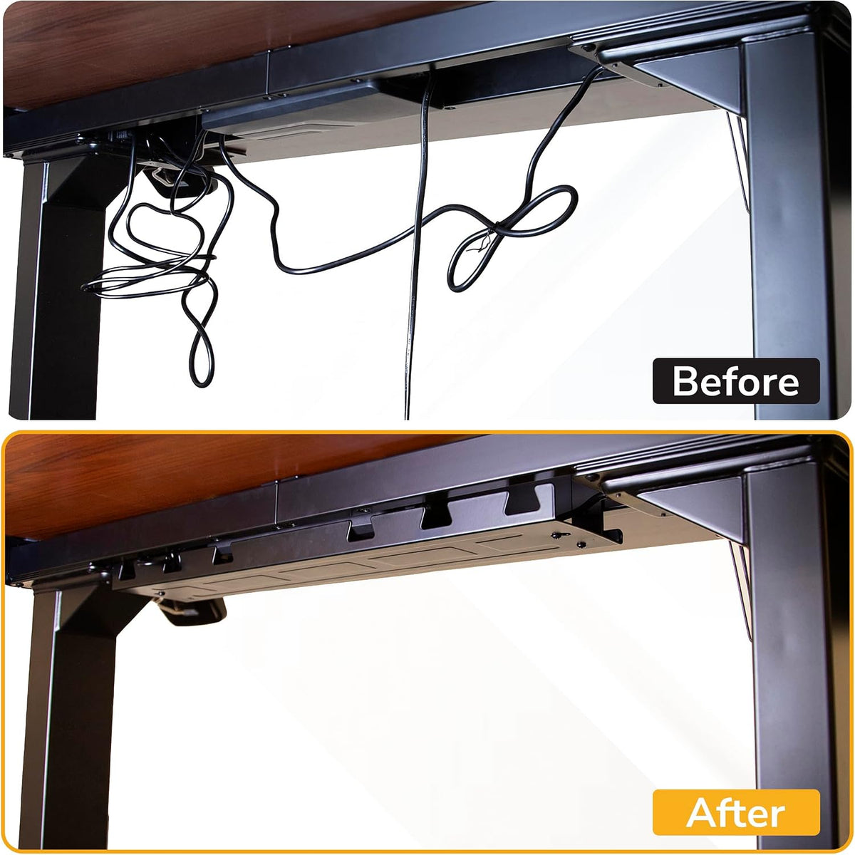 Mount-It! Premium Under Desk Cable Management Tray – 23" Heavy-Duty Steel Cable Tray & Cord Basket for Standing Desk & Home Office, Secure Crossbar or Screw Mount Wire Organizer (Black)