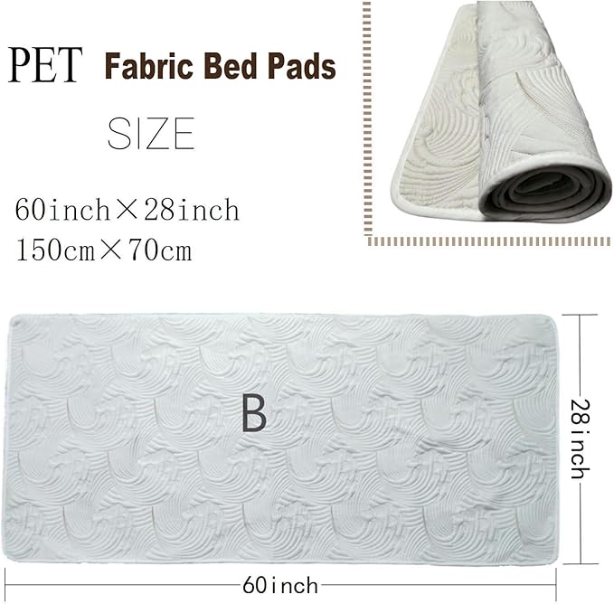 Washable Pet Pad Runner for Small Dogs/Cats - Multi-Layer Fabric Pet Mat Bed with Waterproof Backing Couch Cover Furniture Protector - Anti Cat Pee and Scratch, 60 x 28 inch, White