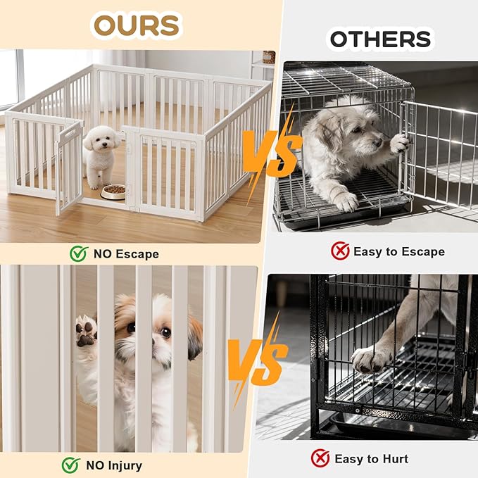 Clear Dog Play Pen,Pet Playpen with Door,Easy to Clean and Install Puppy pens for Both Indoor and Outdoor use (White, 23.6 inch Height, 12 Panels)