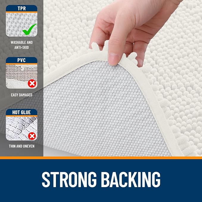OLANLY Bathroom Rugs 34x21, Extra Soft Absorbent Chenille Bath Rugs, Rubber