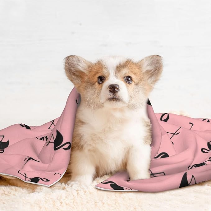 Double Sided Pet Mat for Dog Bed Topper Cat Blanket Furniture Protector, Pink Flamingo, Reversible Plush with Tactile Dot Pattern for Style Change