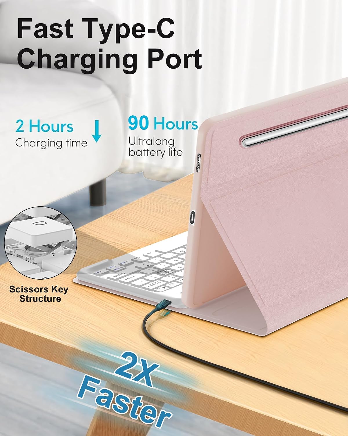 Keyboard Case for Samsung Galaxy Tab S10 Lite/ S10 FE/ S9 FE 5G 10.9 Inch/S9 11 Inch, Magnetic Detachable Wireless Tablet Keyboard, Soft PU Leather Case, Folio Protector Cover with S Pen Holder