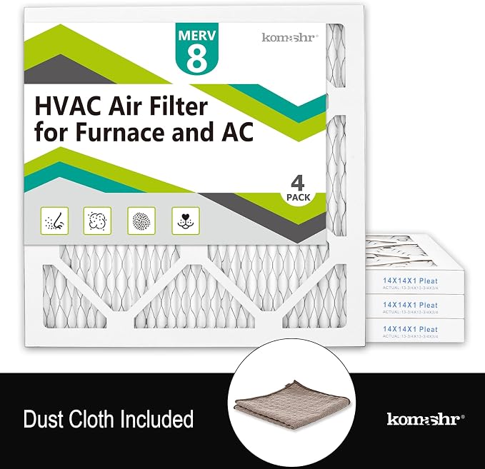 14x14x1 Air Filter MERV 8, HVAC/Furnace AC Filter Replacement, Dust