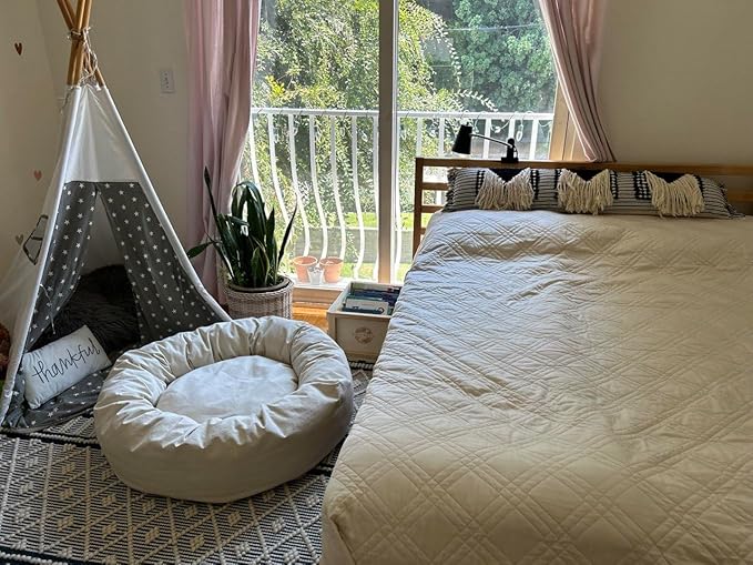 Organic Cotton Canvas Dog Bed: Removable Cover, Natural Fill - Made in USA (Natural, XX Large 50" x 8" inches)