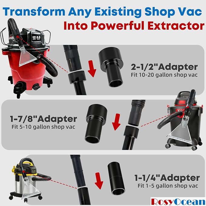 Compatible with All Shop Vacs Extractor Attachment with 2-1/2" & 1-7/8" &