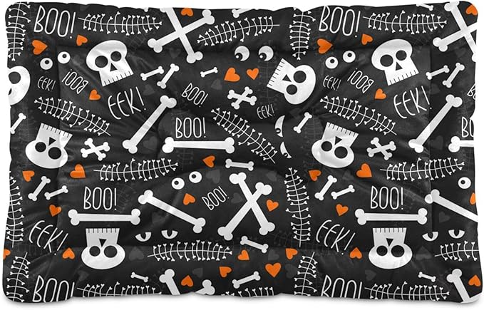 Skull Pet Bed Cute Dog Bed Mat Absorbing Non Slip Pad Pet Sleeping Mat for Small, Medium, and Large Dogs Puppy Cat 24 in x 18 in