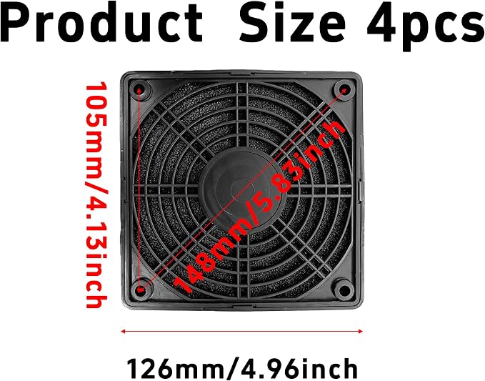 4Pcs 120mm Cooling Fan Filter, Plastic Dustproof Mesh Cover