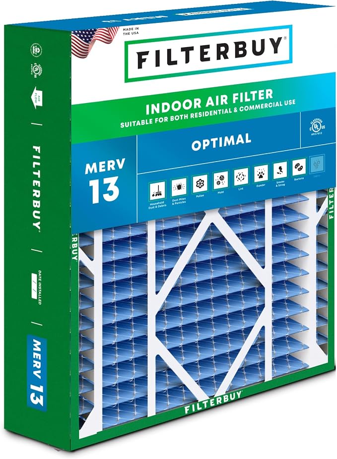 Filterbuy 21x24.5x5 Air Filter MERV 13 Optimal Smoke & Allergy Defense