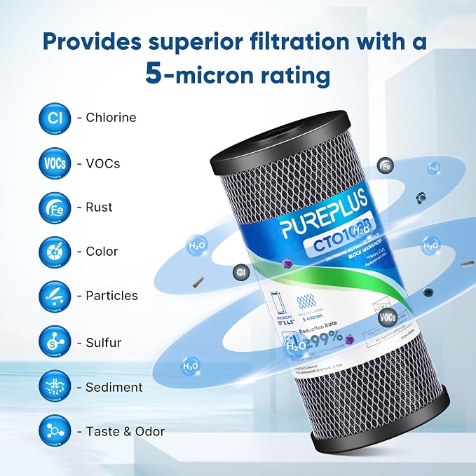 10" x 4.5" Whole House Coconut Shell Activated Carbon Water Filter Replacement
