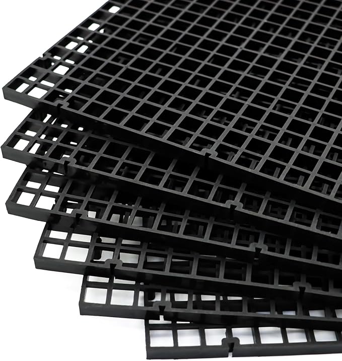 ALEGI Aquarium Fish Tank Divider Plastic Egg Crate Aquarium Filter Bottom Tray Plastic Grid (L 6pcs Black)
