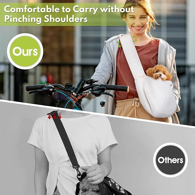 Dog Carrier Sling, Cat Backpack Carrier, Cotton Puppy Carrier Sling, Hands Dog Bag Carrier with Wide Strap Built in Safety Buckle Pocket for Small and Medium Pets (Medium)