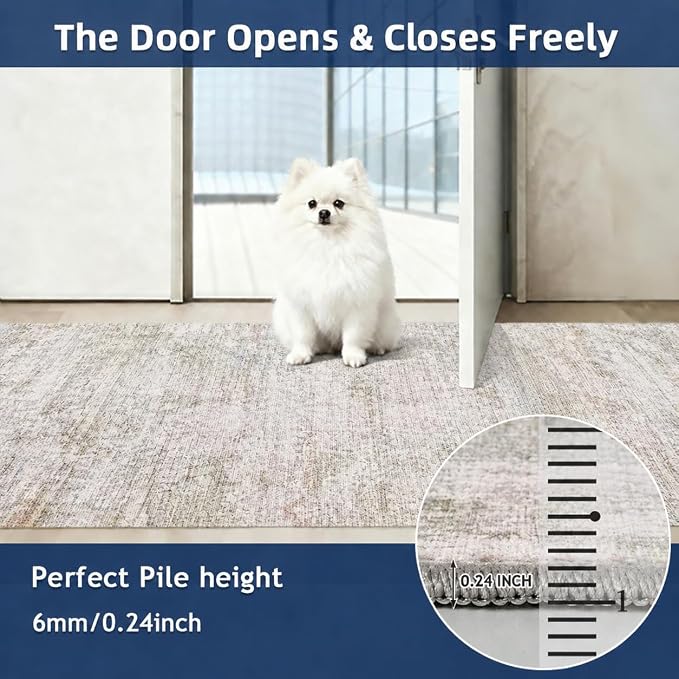Washable Runners for Hallway 2x6 Runner Rug, Ultra-Thin Kitchen Runner Rugs