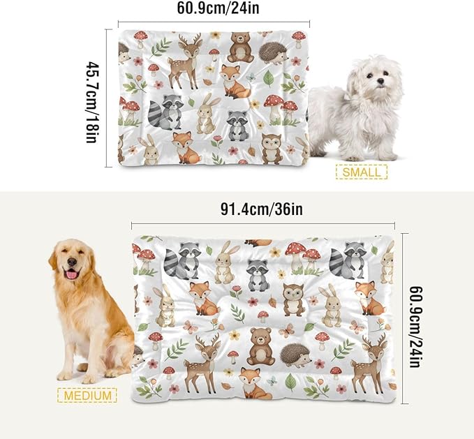 Emelivor Cute Animals Dog Cat Bed Washable Crate Pet Bed Anti-Slip Comfortable Puppy Kennel Bed for Large Medium Small Dogs Cat, 24x18in