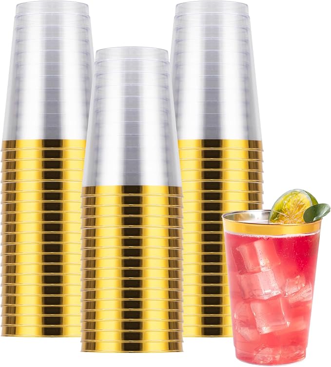 Goodluck 50PCS 12oz Gold Plastic Cups