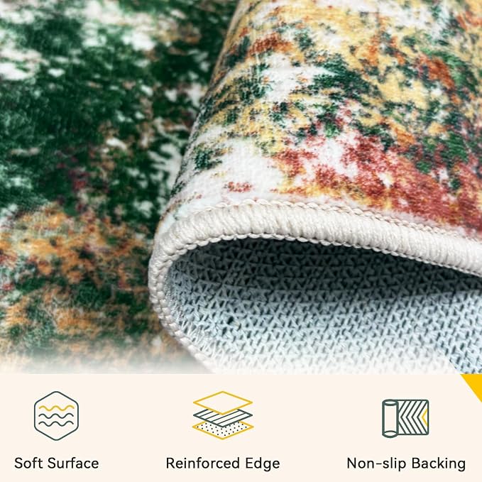 RELEANY Washable Area Rugs Square 8ft Non-Slip Modern Abstract Soft