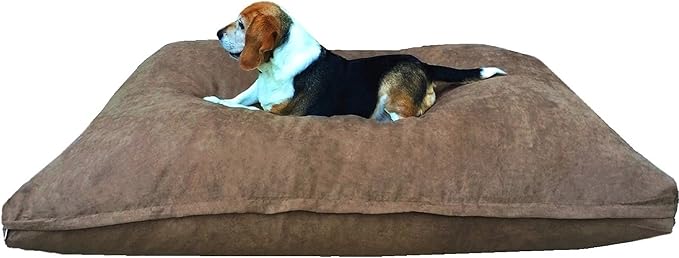 Dogbed4less Memory Foam Dog Bed for Medium Large Dogs with Orthopedic Comfort, Waterproof Liner and Brown Washable Pet Bed Cover 40X35 Pillow