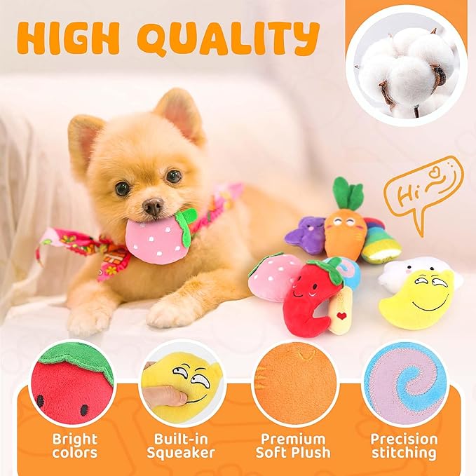 Dog Squeaky Toys 8 Pack, Puppy Plush Squeaky Toys for Medium Small Dogs, Cute Pet Toys Stuffed Puppy Chew Toys for Teething, Interactive Toys Set for Puppy Supplies