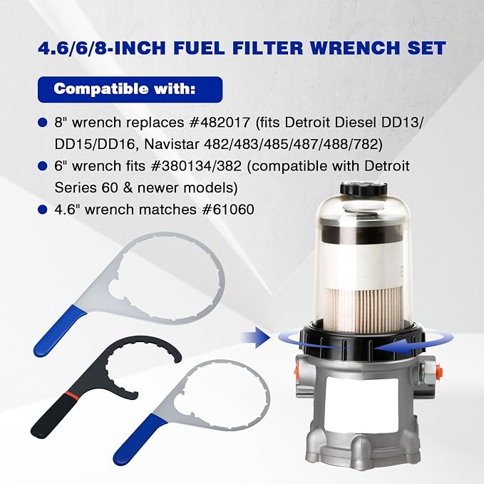 4.6/6/8-Inch Fuel Filter Wrench Set Compatible