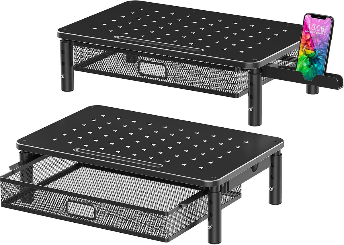 Zimilar 2 Pack Monitor Stand Riser with Metal Drawer, 3 Height Adjustable