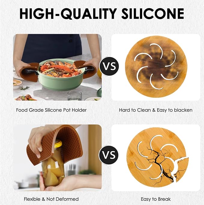 4 Pack Silicone Trivet Mats, Heat Resistant Hot Pot Holders and Pads