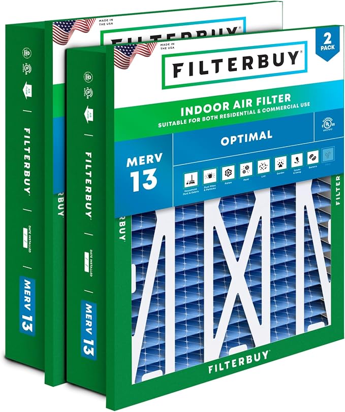 Filterbuy 20x20x5 Air Filter MERV 13 Optimal Smoke & Allergy Defense,