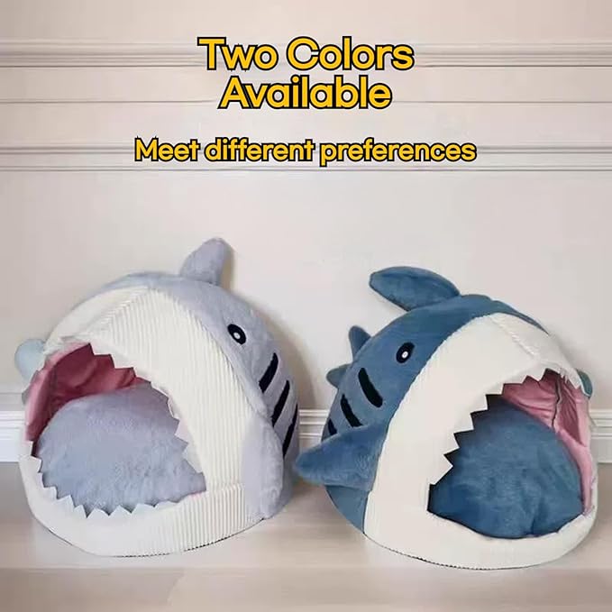 Shark Cat House, Shark Shaped Kennel, Kitten Bed Hideout House, Covered Shark Head Shaped Indoor Pet Nest for Cat, Small Dogs (Grey, M(17 * 16 * 12.6 in))