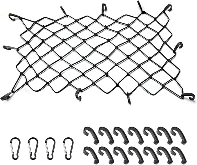 Cargo Nets 47" x 36",6mm Premium Bungee Cord Net,3" x 3" Grid Mesh Cargo Net,Auto Roof Tie-Down Net with 14 Hooks