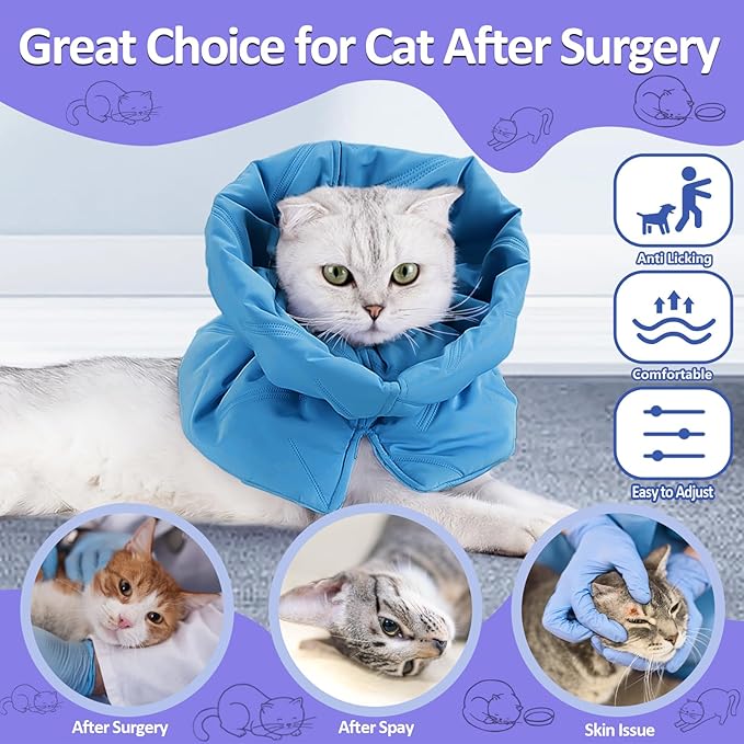 Soft Cat Cone Collar, Kitten Cone for Recovery - Adjustable, Lightweight Elizabethan Collar Alternative