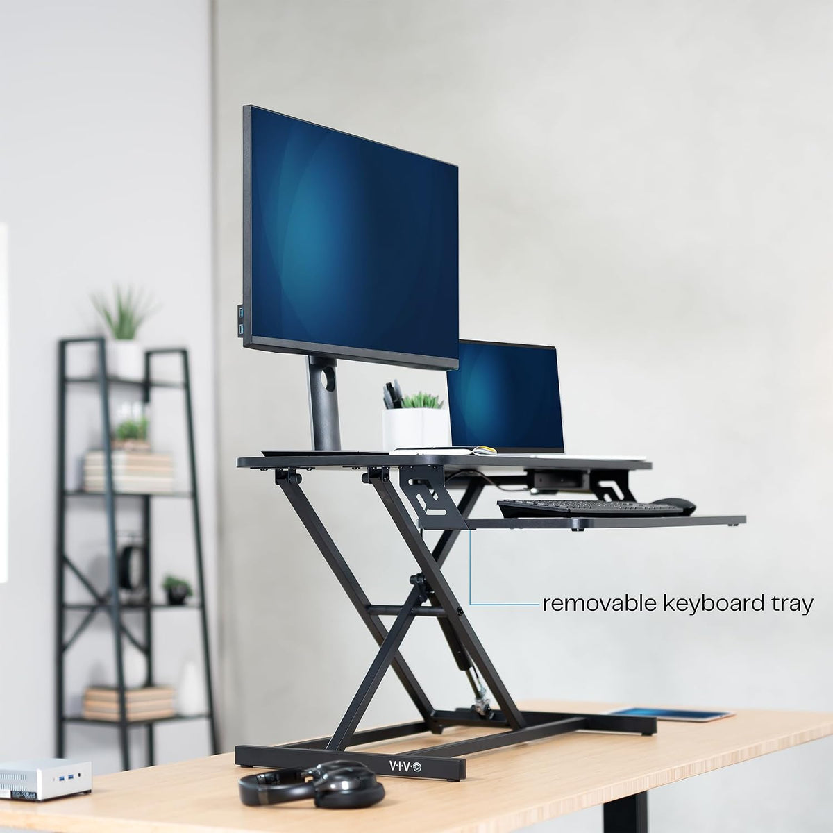 VIVO 32 in Standing Desk Riser, Height Adjustable Workstation