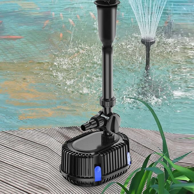 Pond Filter with Pump Fountain Kits, Submersible Pump Pond Fountain Koi Pond
