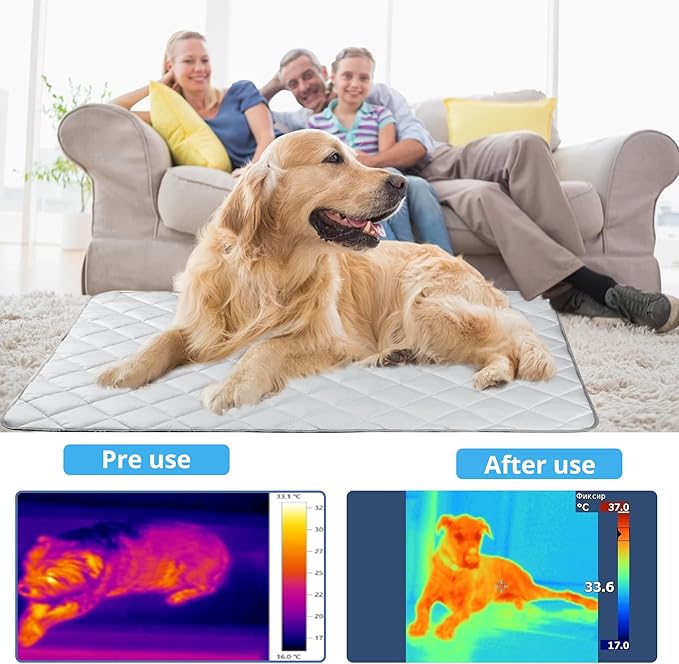 Langsprit Dog Cooling Mat, Washable Dogs Cats Pet Non-Toxic Cooling Pads Summer Sleeping Kennel Mats，Pet Self Cool Ice Blanket for Indoor & Outdoor Dog Beach Essentials Light Gray Small