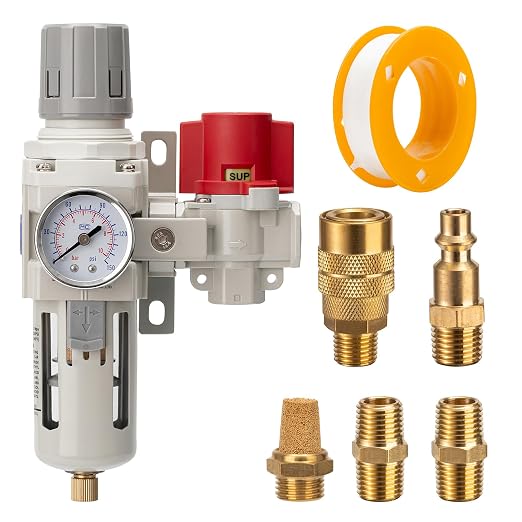Industrial Air Compressor Filter Regulator Combo 3/8" NPT 0-150 PSI Gauge