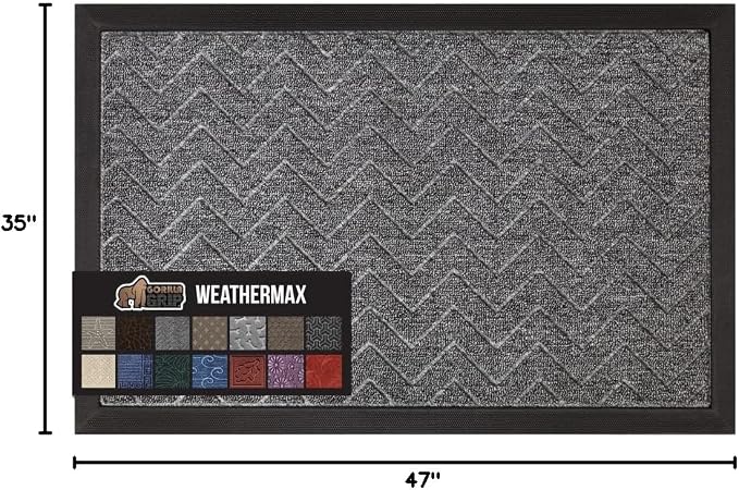 GORILLA GRIP 100% Waterproof All-Season WeatherMAX Doormat, Durable Natural