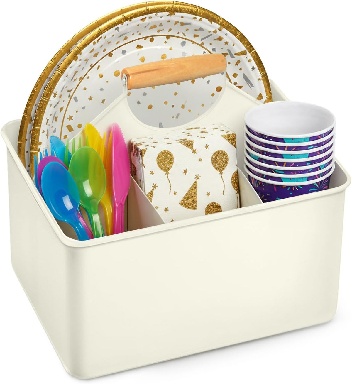 Plexon Metal Utensil Caddy With Handle Farmhouse Kitchen Utensil Holder