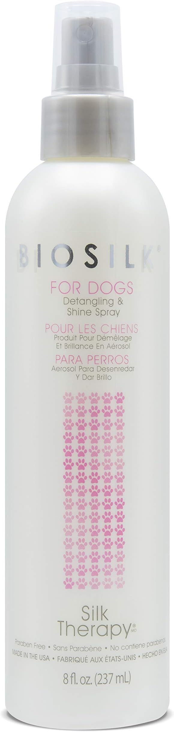 BioSilk for Dogs Detangling Spray with Shine Support, Lightweight Leave in Grooming Mist That Helps Smooth Coats, Detangle, and Add Shine Without Buildup, 8 Fl Oz - 6 Pack